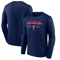 T-shirt à manches longues bleu marine pour homme, motif Territoire des Twins du Minnesota