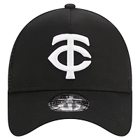 Men's New Era Black Minnesota Twins A-Frame 9FORTY Trucker Adjustable Hat