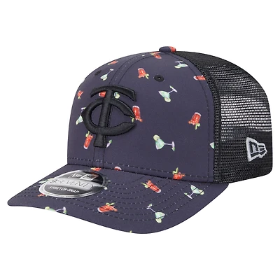 Casquette extensible à bouton-pression New Era noire pour homme, motif aventure 9SEVENTY des Twins du Minnesota