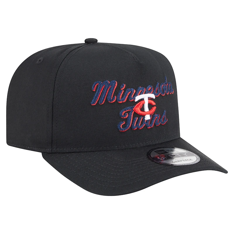 Casquette snapback 9FIFTY A-Frame noire à point de chaînette des Twins du Minnesota de New Era pour homme