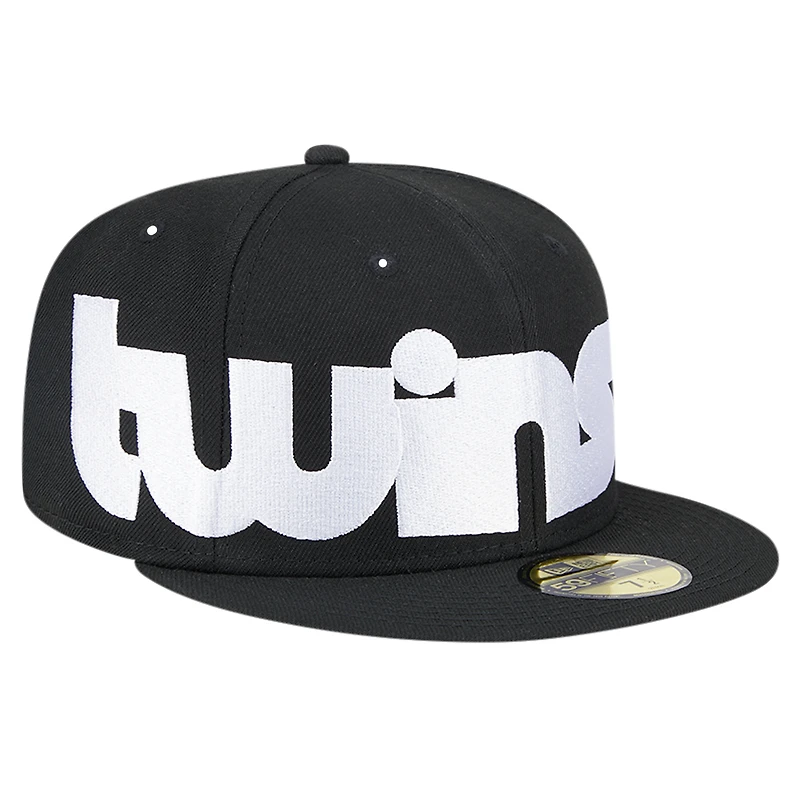 Men's New Era Black Minnesota Twins Checkered Undervisor 59FIFTY Fitted Hat