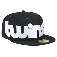 Men's New Era Black Minnesota Twins Checkered Undervisor 59FIFTY Fitted Hat