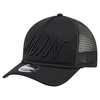 Men's New Era Black Minnesota Twins City Initial 9FORTY A-Frame M-Crown Adjustable Trucker Hat