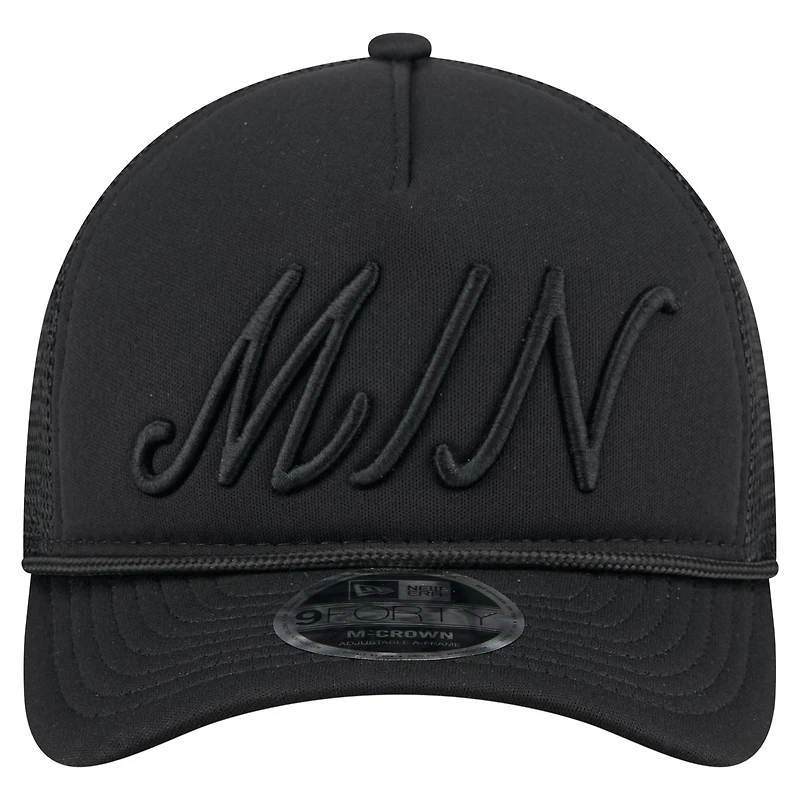 Casquette camionneur ajustable 9FORTY A-Frame M-Crown noire des Twins du Minnesota pour homme de New Era