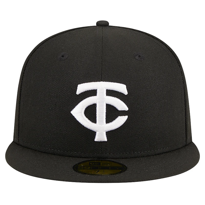 Casquette ajustée 59FIFTY noire avec logo des Minnesota Twins New Era pour hommes