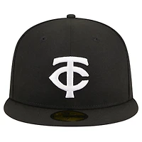 Casquette ajustée 59FIFTY noire avec logo des Minnesota Twins New Era pour hommes