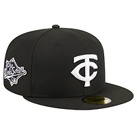 Casquette ajustée 59FIFTY noire avec logo des Minnesota Twins New Era pour hommes