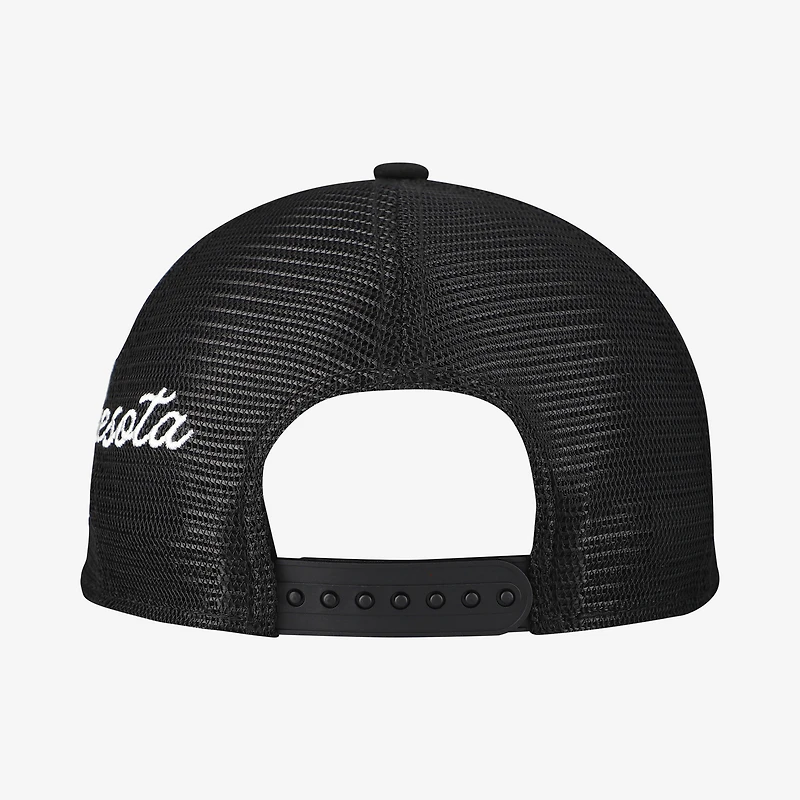 Men's New Era Black Minnesota Twins Side Script 9FORTY A-Frame Trucker Adjustable Hat
