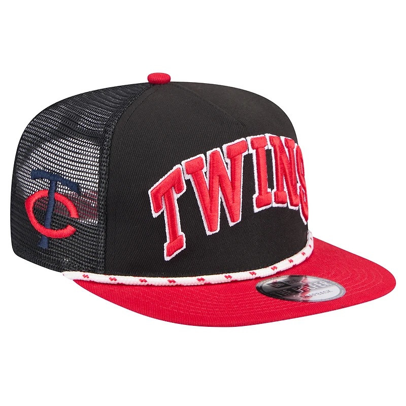 Casquette de golfeur en mesh rétro New Era pour hommes, noir/rouge, Minnesota Twins