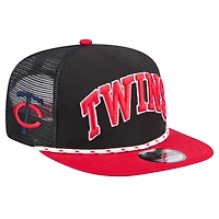 Casquette de golfeur en mesh rétro New Era pour hommes, noir/rouge, Minnesota Twins