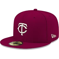 Casquette ajustée 59FIFTY Cardinal Minnesota Twins Logo New Era pour homme, blanche