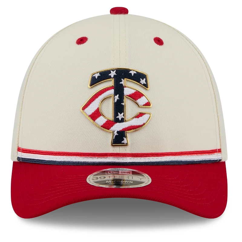 Men's New Era Cream/Red Minnesota Twins USA 250 Fourth of July 39THIRTY M-Crown Flex Hat