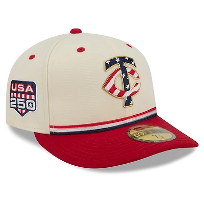 Casquette ajustée New Era crème/rouge Minnesota Twins USA 250 Fourth of July 59FIFTY pour homme