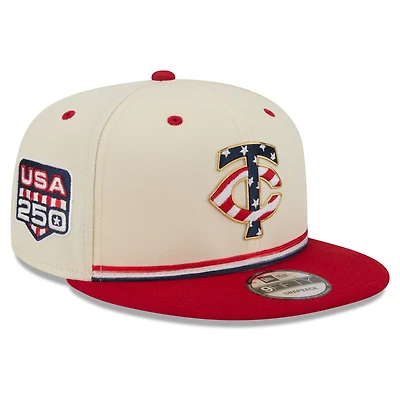 Men's New Era Cream/Red Minnesota Twins USA 250 Fourth of July 9FIFTY Snapback Hat