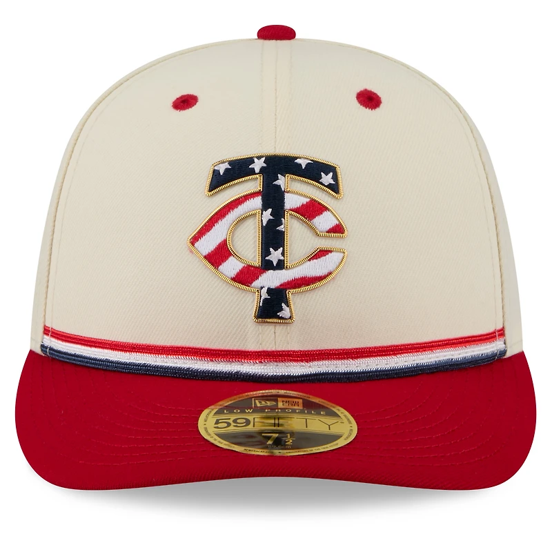 Men's New Era Cream/Red Minnesota Twins USA 250 Fourth of July Low Profile 59FIFTY Fitted Hat