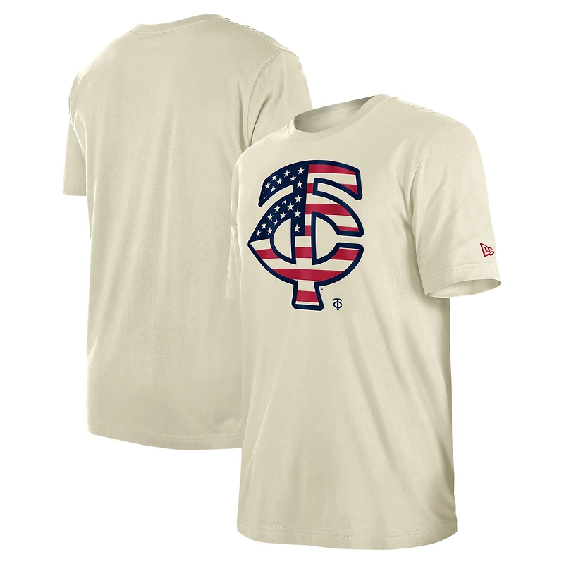T-shirt crème New Era pour hommes Minnesota Twins Americana Flag Fill