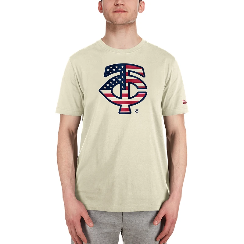 Men's New Era Cream Minnesota Twins Americana Flag Fill T-Shirt