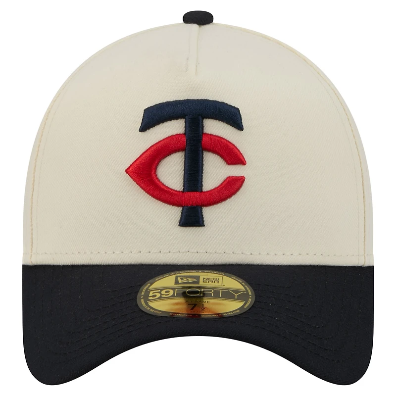 Men's New Era Cream Minnesota Twins Chrome A-Frame 59FORTY Fitted Hat
