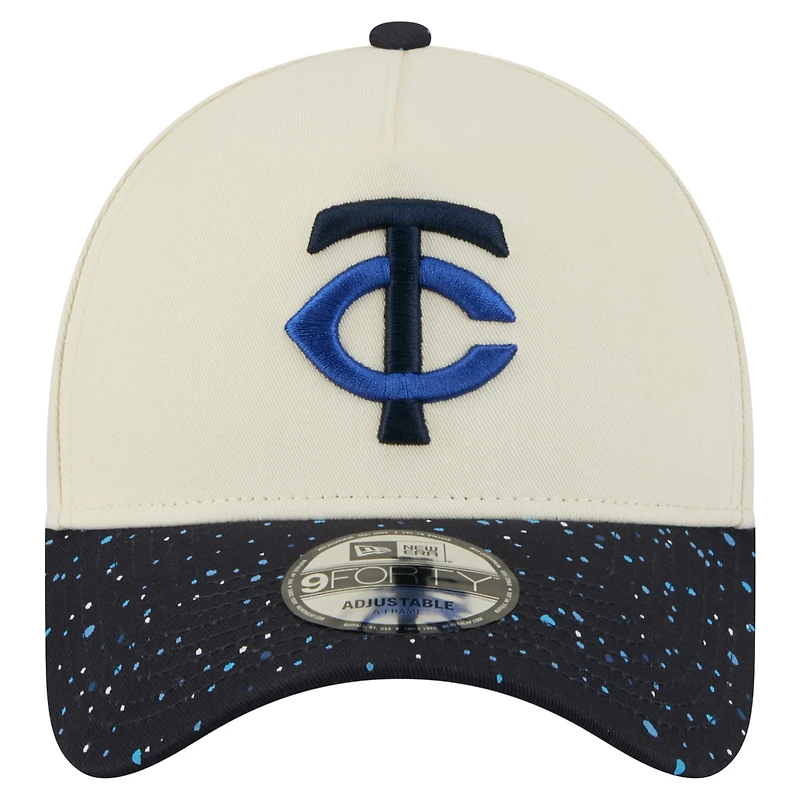 Men's New Era Cream Minnesota Twins Speckle A-Frame 9FORTY Adjustable Hat