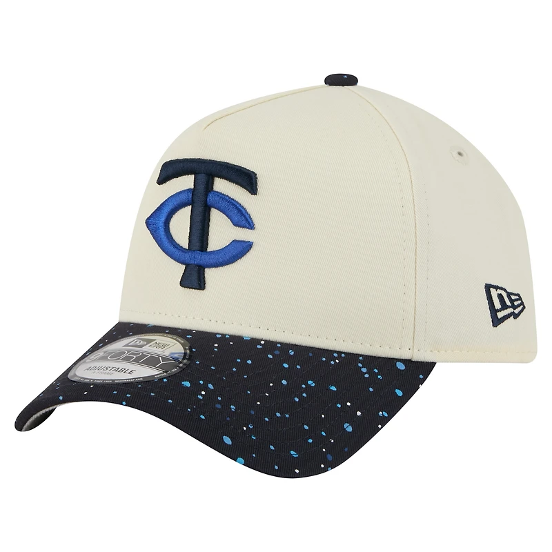 Men's New Era Cream Minnesota Twins Speckle A-Frame 9FORTY Adjustable Hat