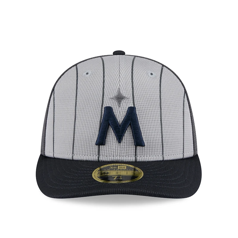 Men's New Era  Gray/Navy Minnesota Twins 2025 Batting Practice Low Profile 59FIFTY Fitted Hat