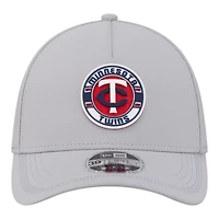 Casquette New Era grise pour homme, motif Minnesota Twins, patch 39THIRTY, style A-Frame, couronne perforée et flexible