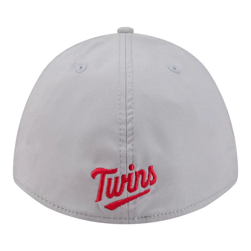 Men's New Era Gray Minnesota Twins Patch 39THIRTY A-Frame M-Crown Perforated Flex Hat