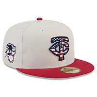 Casquette ajustée 59FIFTY du 4 juillet New Era pour hommes, kaki/rouge, Minnesota Twins 2024