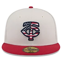 Casquette ajustée 59FIFTY du 4 juillet New Era pour hommes, kaki/rouge, Minnesota Twins 2024