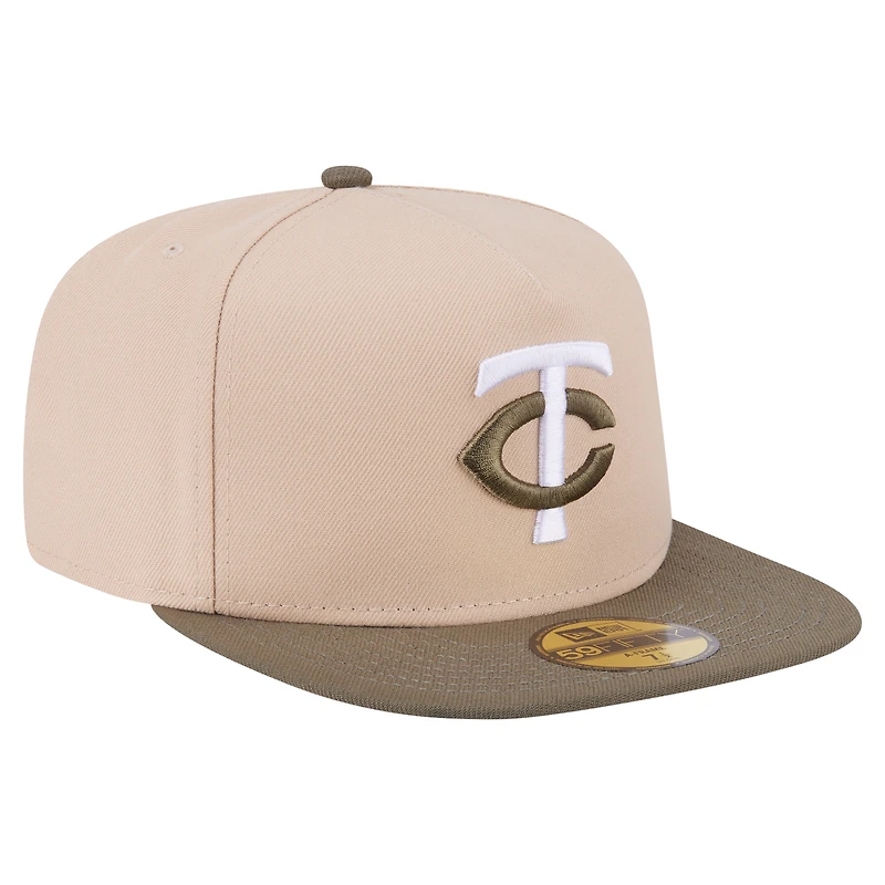 Casquette ajustée bicolore 59FIFTY des Twins du Minnesota, beige clair/olive, pour homme, New Era