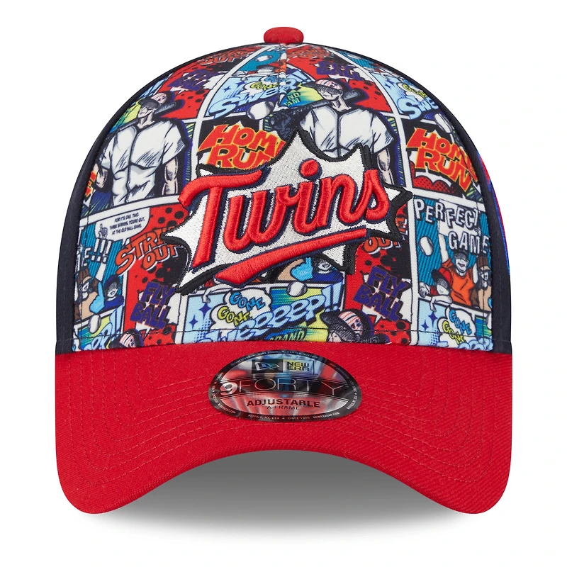 Men's New Era Navy/Red Minnesota Twins 2025 MLB Diamond Hero Edition A-Frame 9FORTY Adjustable Hat