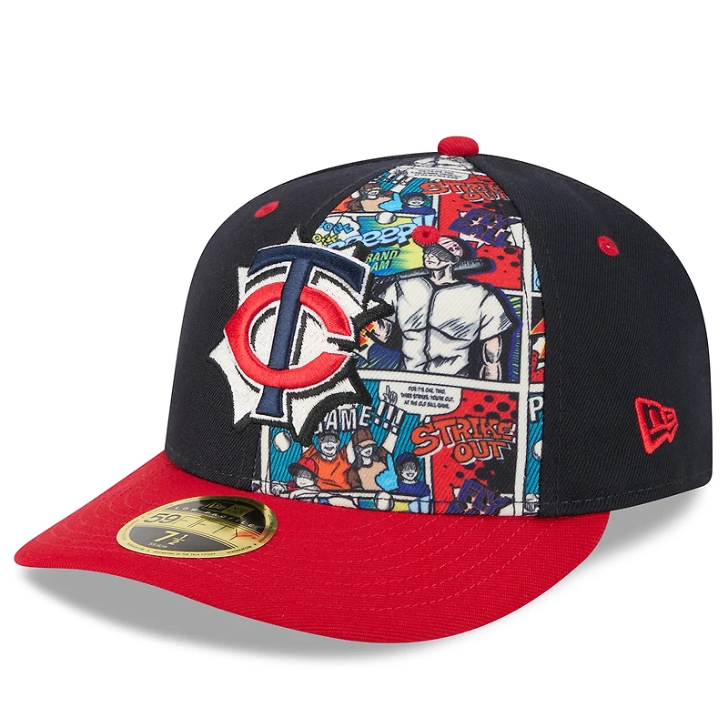 Casquette ajustée 59FIFTY basse New Era bleu marine/rouge Minnesota Twins 2025 MLB Players' Weekend pour homme