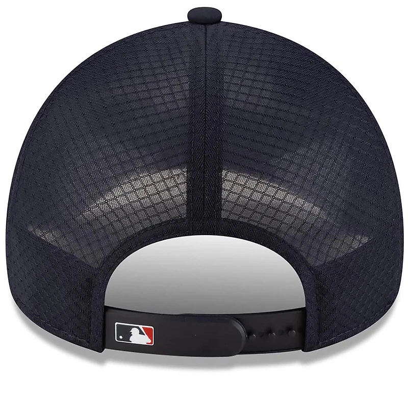 Men's New Era Navy Minnesota Twins 2026 Batting Practice Apex 9FORTY Adjustable Trucker Hat