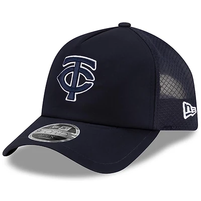Men's New Era Navy Minnesota Twins 2026 Batting Practice Apex 9FORTY Adjustable Trucker Hat