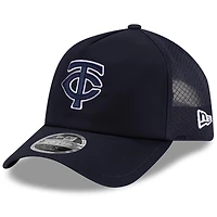 Men's New Era Navy Minnesota Twins 2026 Batting Practice Apex 9FORTY Adjustable Trucker Hat