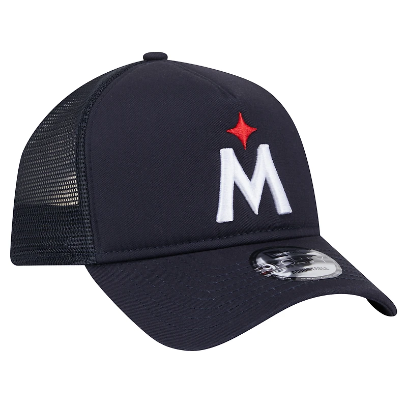 Casquette ajustable 9FORTY A-Frame Trucker bleu marine pour homme des Minnesota Twins de New Era