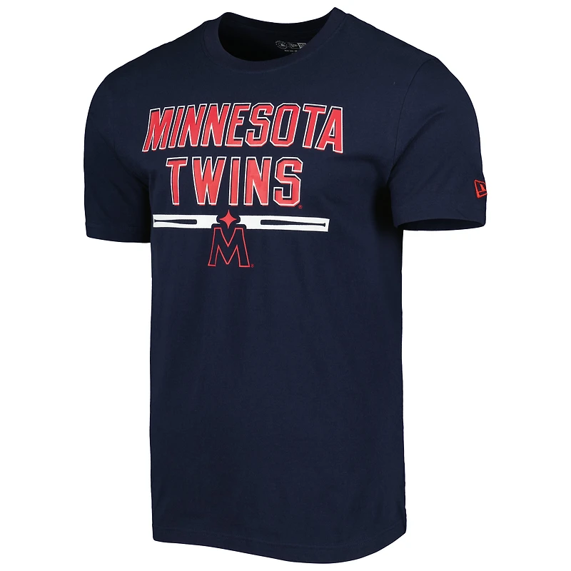T-shirt d'entraînement au bâton Minnesota Twins pour homme New Era bleu marine