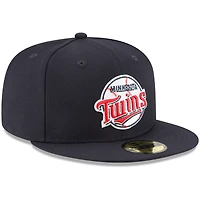 Casquette ajustée New Era 59FIFTY en laine, bleu marine, Minnesota Twins, collection Cooperstown, pour homme