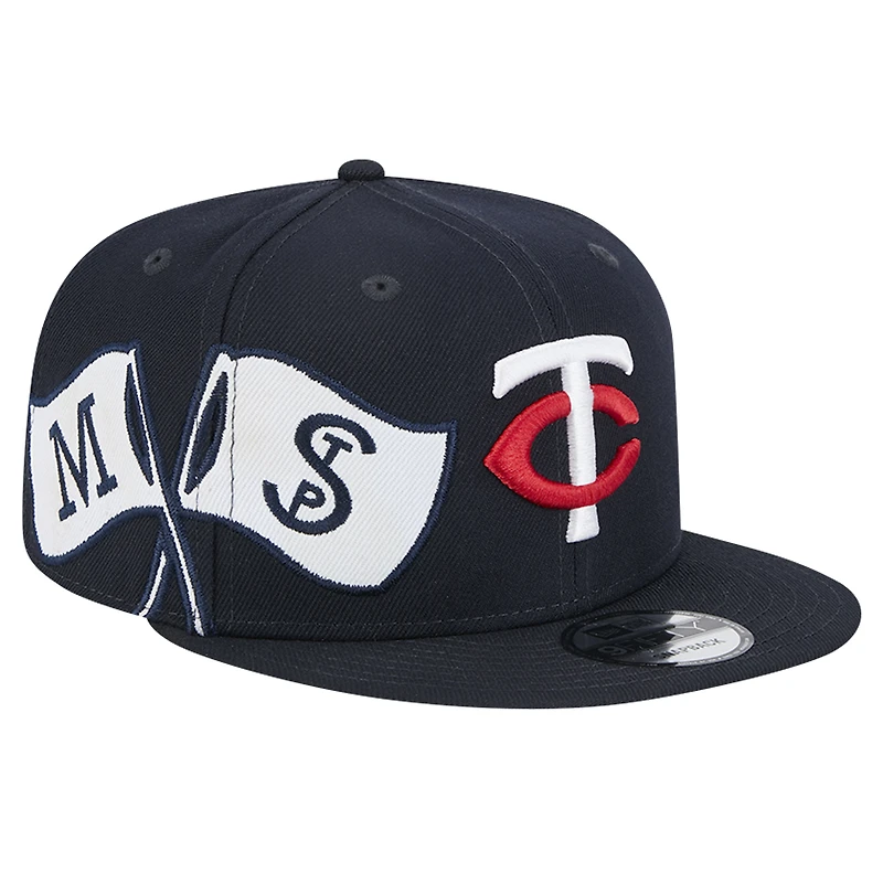 Men's New Era Navy Minnesota Twins Logo Strike 9FIFTY Snapback Hat