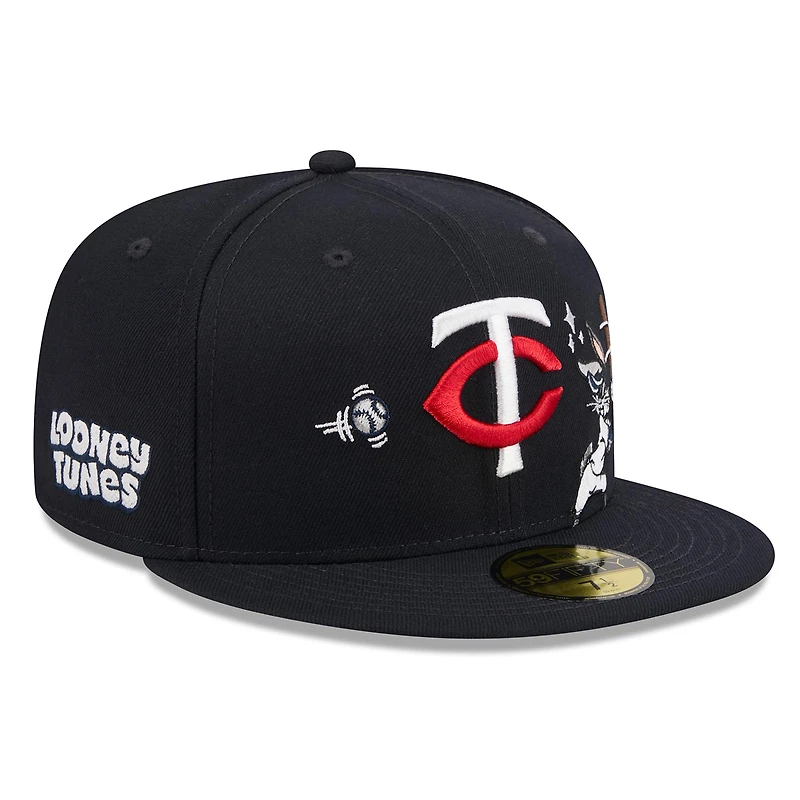 Casquette ajustée New Era 59FIFTY pour homme, bleu marine, Minnesota Twins, Looney Tunes Bugs Bunny