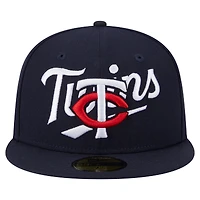Men's New Era Navy Minnesota Twins Overlap 59FIFTY Fitted Hat