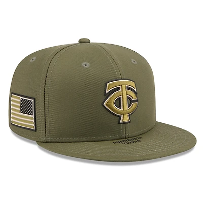 Casquette ajustée New Era 59FIFTY pour homme, couleur olive, Minnesota Twins, édition spéciale 2026 Journée des forces armées