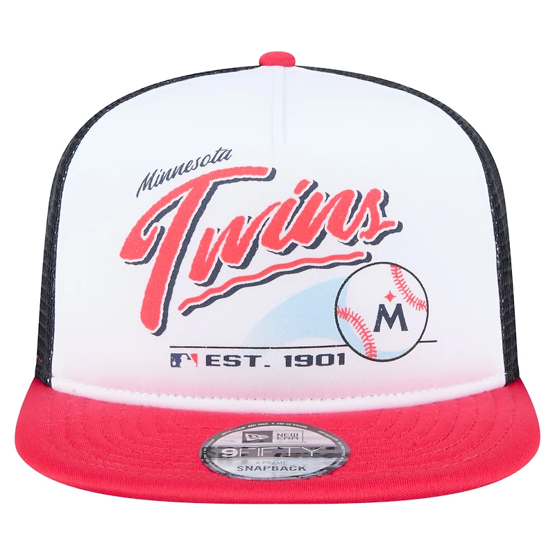 Casquette snapback New Era 9FIFTY blanche/rouge pour homme, motif rétro des Twins du Minnesota
