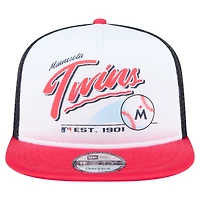 Casquette snapback New Era 9FIFTY blanche/rouge pour homme, motif rétro des Twins du Minnesota
