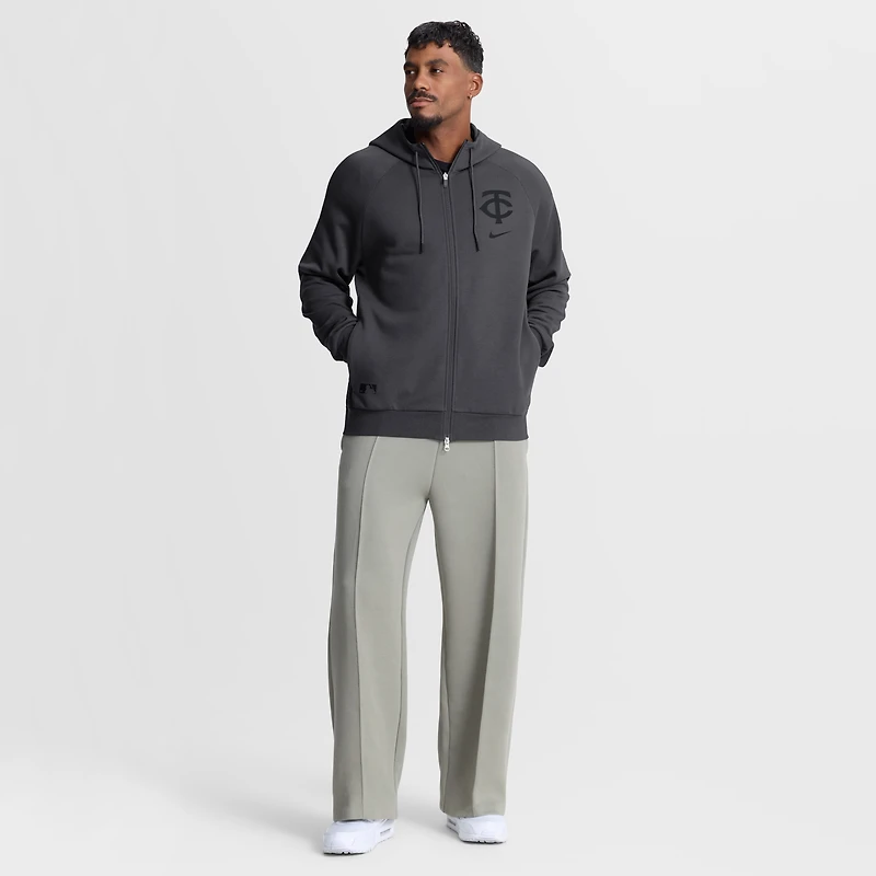 Men's Nike Anthracite Minnesota Twins Authentic Collection Player Raglan Dri-FIT Full-Zip Hoodie