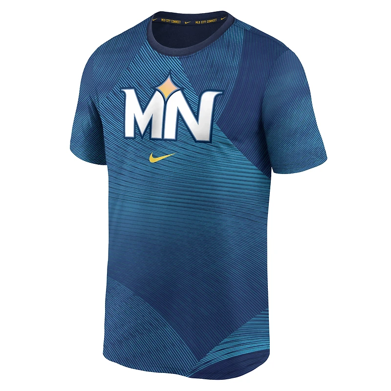 Men's Nike Blue Minnesota Twins Authentic Collection City Connect Velocity Performance T-Shirt
