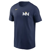 T-shirt avec nom et numéro Nike Carlos Correa pour hommes, bleu marine, Minnesota Twins 2024 City Connect Fuse