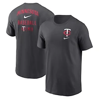 T-shirt avec barre de croquis et logo Nike pour hommes, charbon bois, Minnesota Twins
