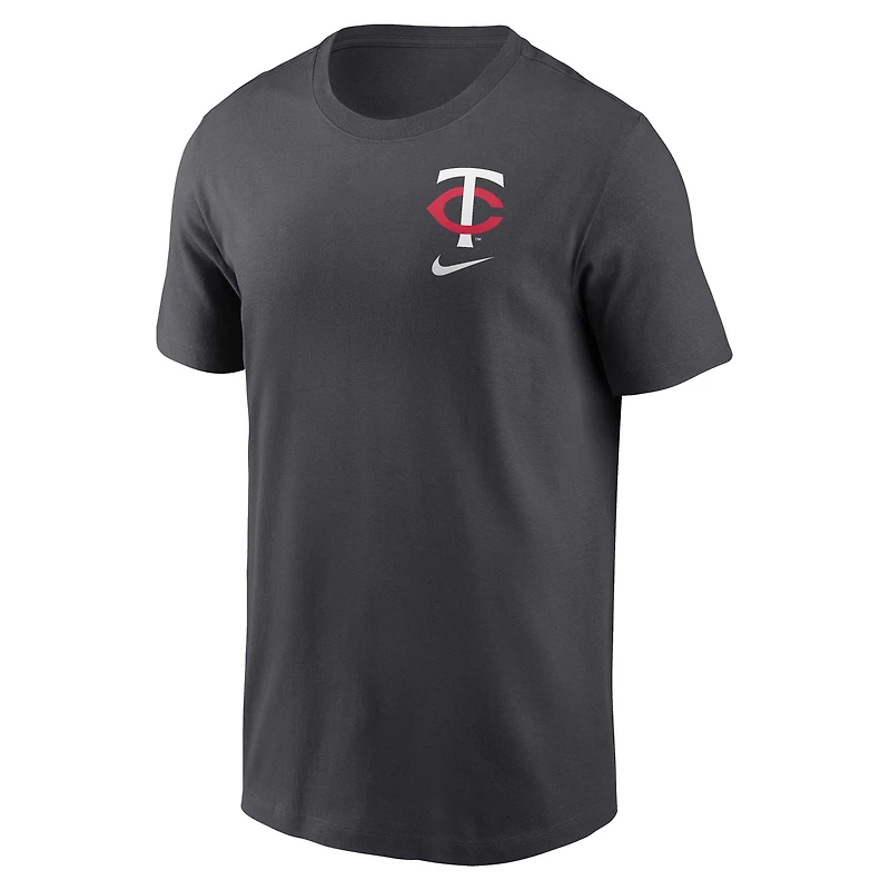T-shirt avec barre de croquis et logo Nike pour hommes, charbon bois, Minnesota Twins