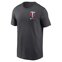 T-shirt avec barre de croquis et logo Nike pour hommes, charbon bois, Minnesota Twins